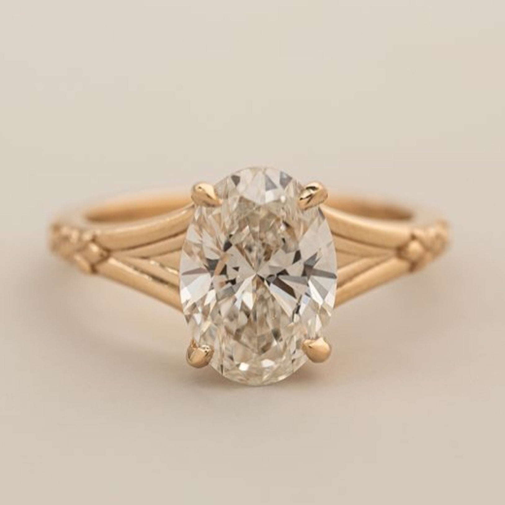 Oval Cut Moissanite Engagement Ring Solid Gold Solitaire Wedding Ring