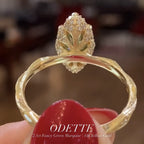 Green Marquise Moissanite Engagement Ring Vintage Tulip Set Wedding Ring