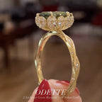 Green Marquise Moissanite Engagement Ring Vintage Tulip Set Wedding Ring