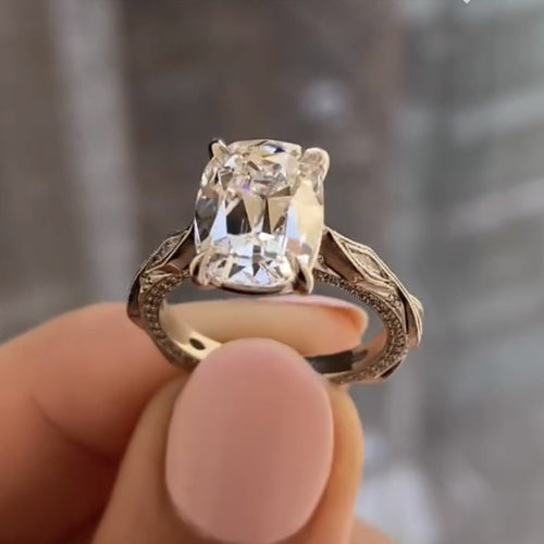 Old Mine Elongated Cushion Moissanite Engagement Ring