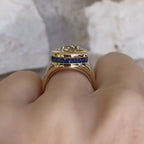 Bezel Set Old Mine Elongated Cushion Lab Grown Engagement Ring East West Wedding Gold Ring