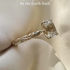 Emerald Cut Lab Grown Engagement Ring Gold Solitaire Engraved Ring