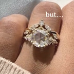 Rose Cut Lab Grown Engagement Ring Set Gold Bridal Wedding Ring Set