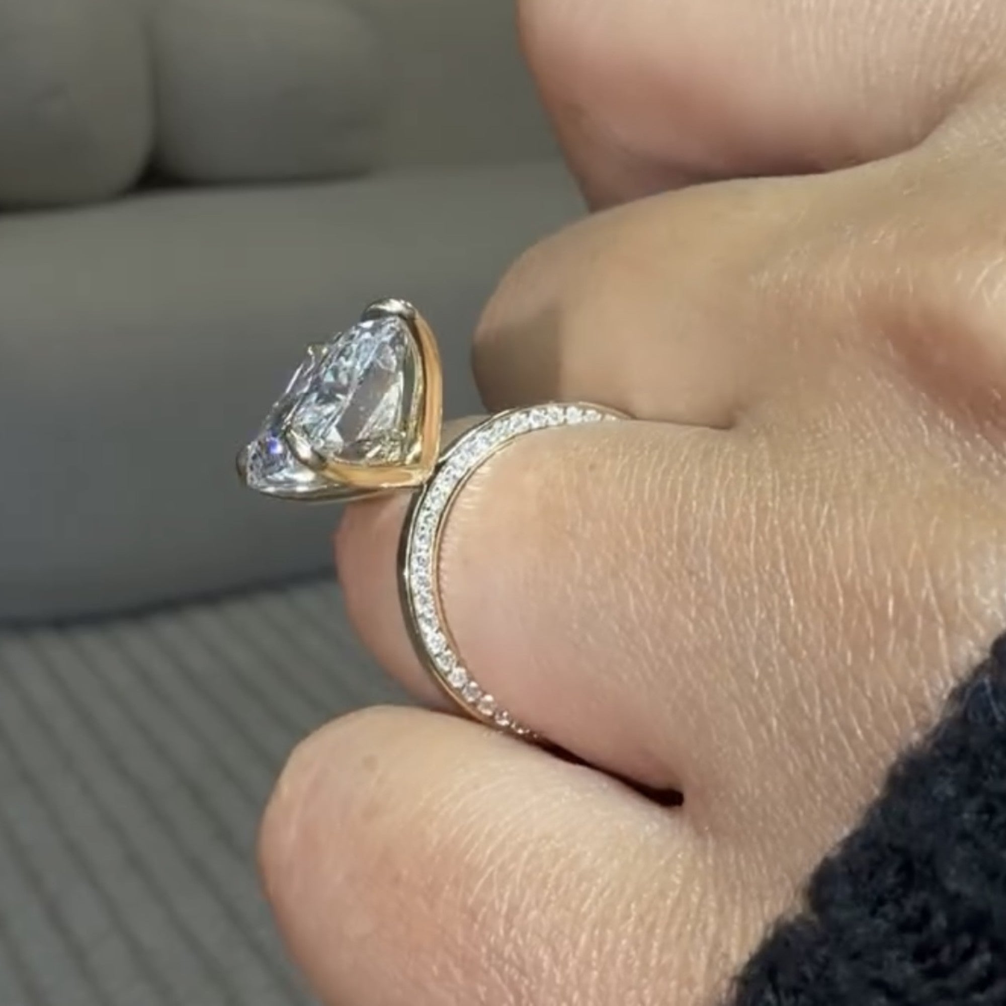 Radiant Cut Lab Grown Engagement Ring Gold Solitaire Wedding Ring