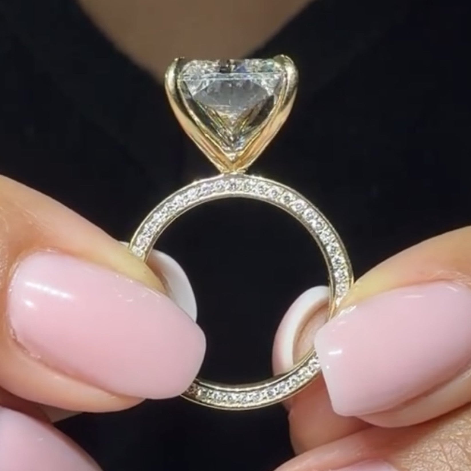 Radiant Cut Lab Grown Engagement Ring Gold Solitaire Wedding Ring