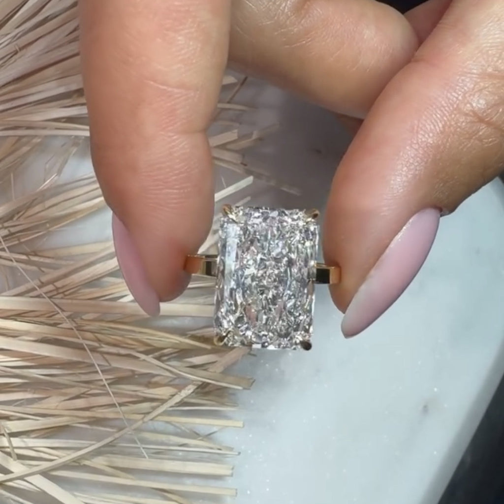 Radiant Cut Lab Grown Engagement Ring Gold Solitaire Wedding Ring