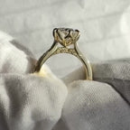 Oval Cut Moissanite Engagement Ring Tulip Set Gold Vintage inspired Ring