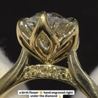 Oval Cut Lab Grown Engagement Ring Tulip Set Gold Vintage inspired Ring