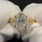 Oval Cut Moissanite Engagement Ring Tulip Set Gold Vintage inspired Ring