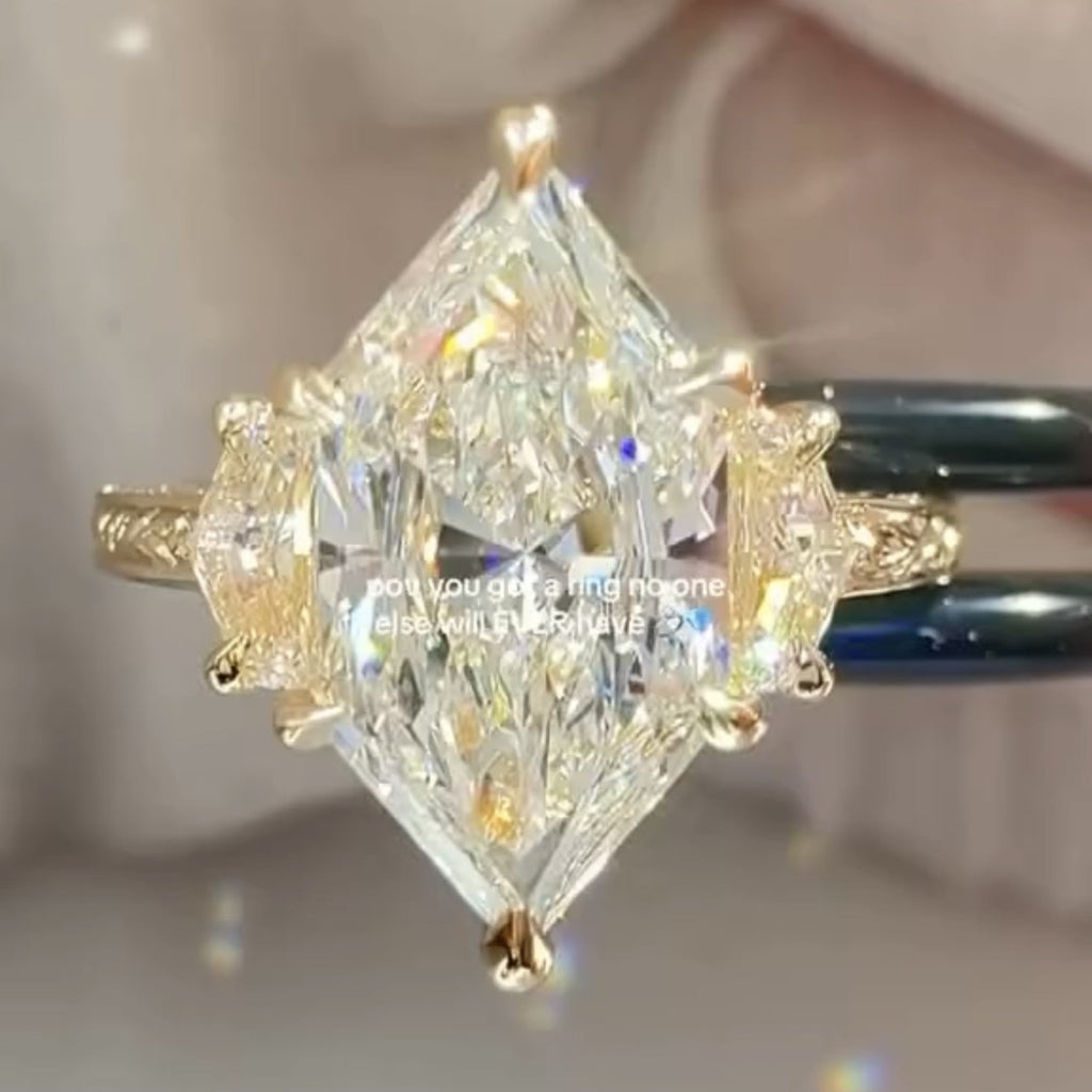 Dutch Marquise Three Stone Moissanite Engagement Ring