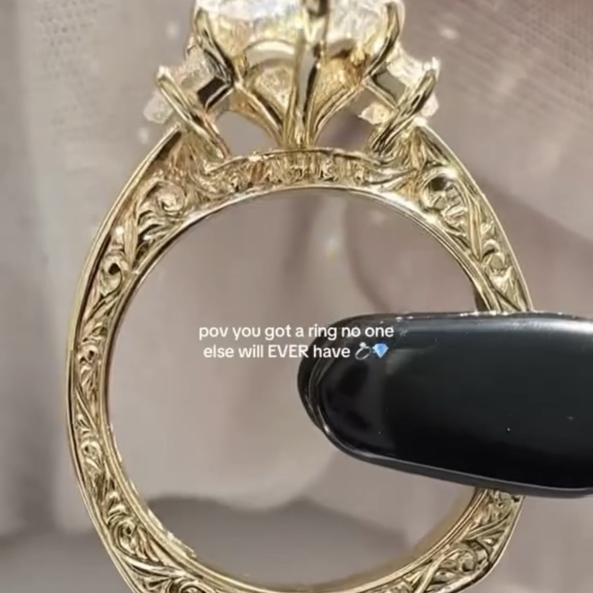 Dutch Marquise Three Stone Lab grown Engagement Ring