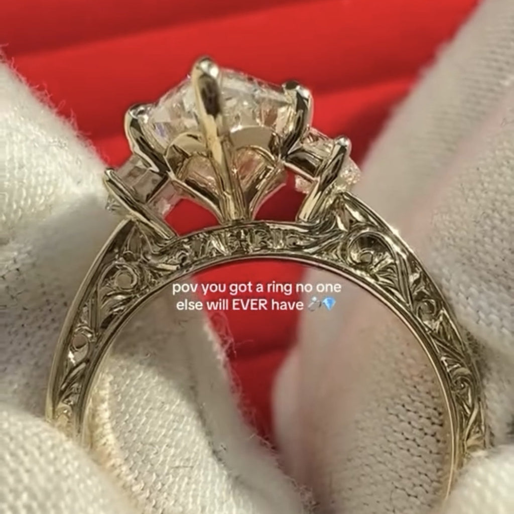 Dutch Marquise Three Stone Lab grown Engagement Ring