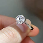 Round Cut Lab Grown Engagement Ring Accent Gold Wedding Ring