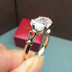 Old Mine Elongated Cushion Lab Grown Engagement Ring East West Gold Wedding Ring