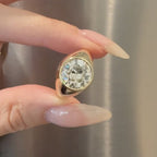Round Bezel Set Engagement Ring Gold Moissanite Solitaire Wedding Ring