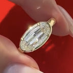 Moval Cut Lab Grown Engagement Ring East West Gold Bezel Set Ring