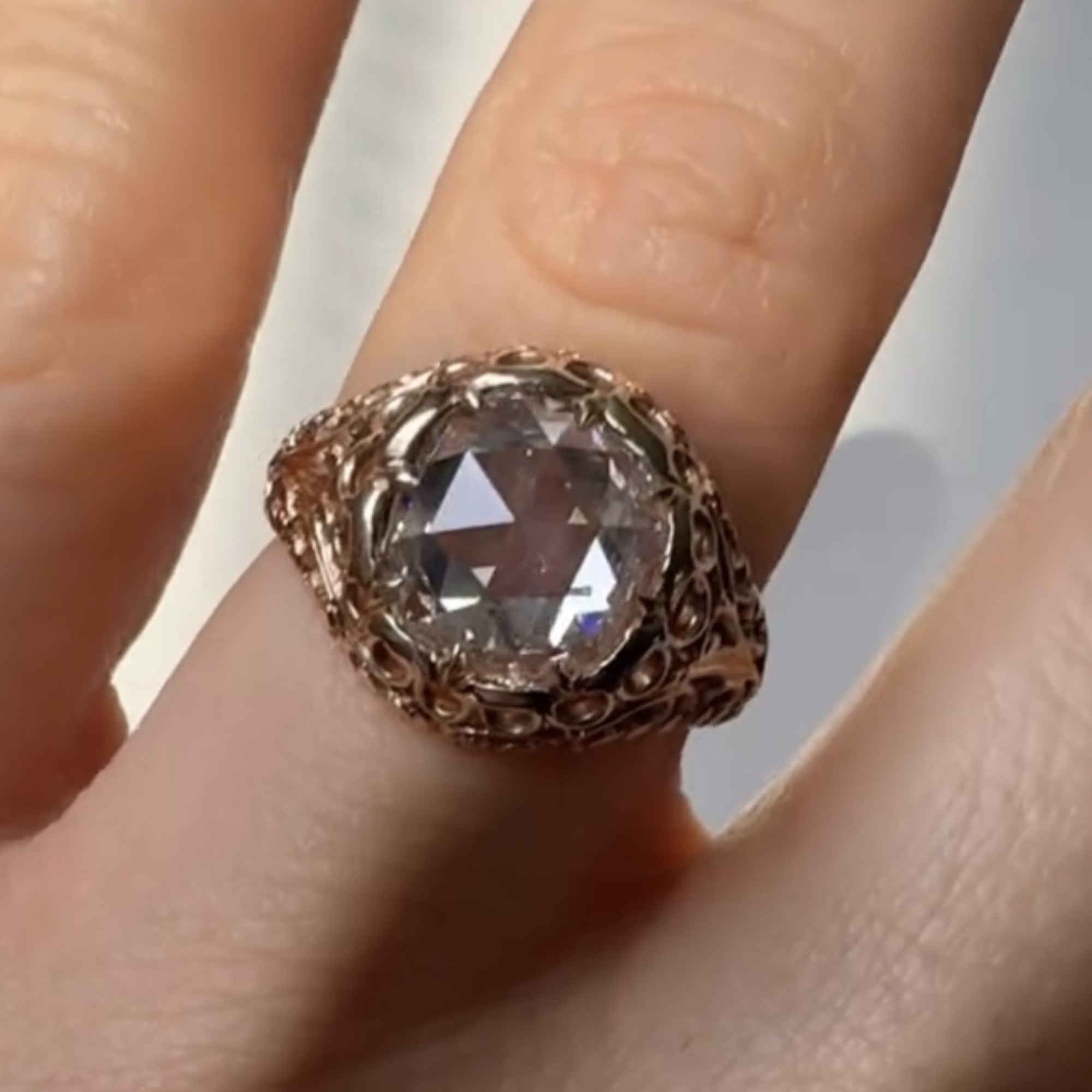 Antique Round Cut Moissanite Engagement Ring Vintage Inspired Wedding Ring