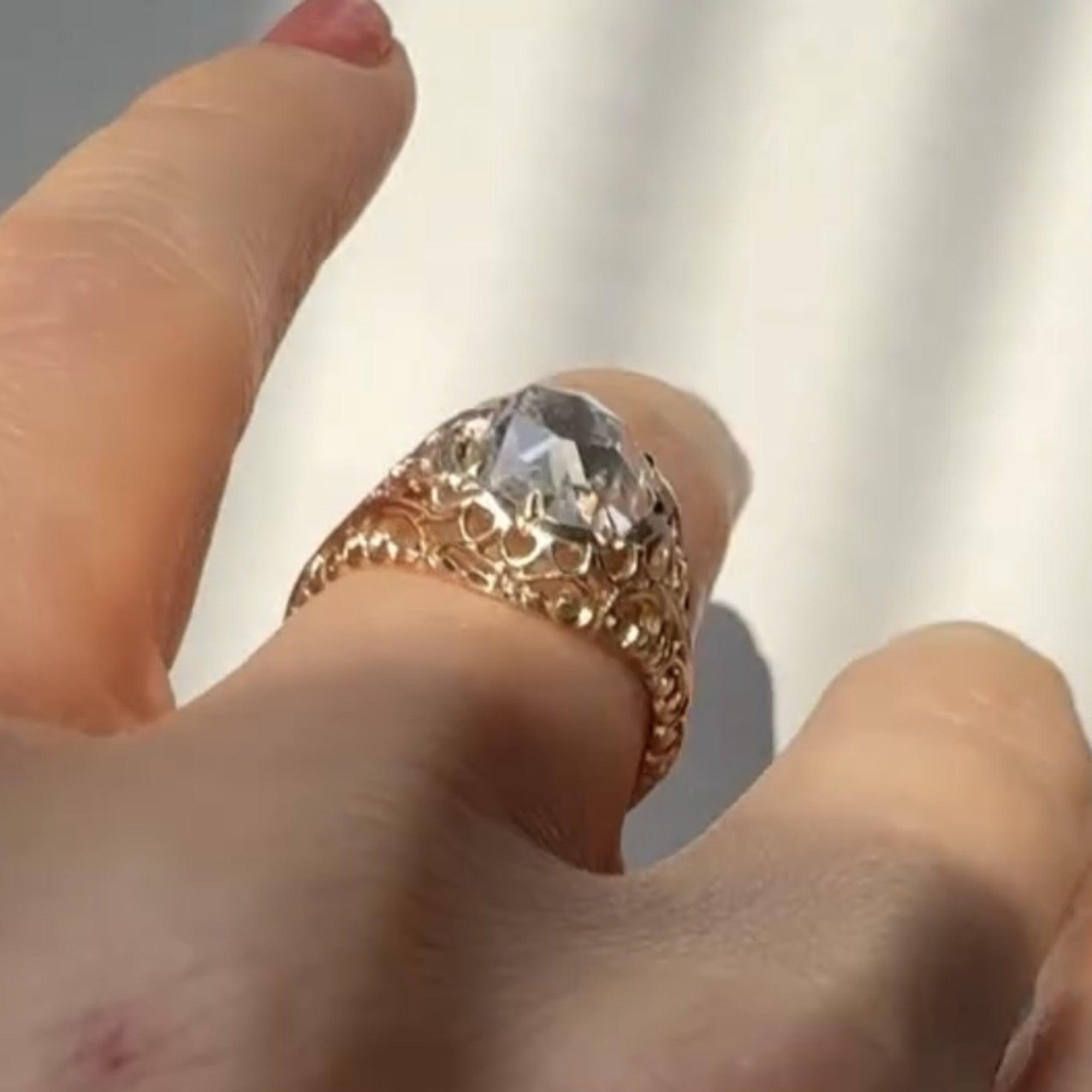 Antique Round Cut Moissanite Engagement Ring Vintage Inspired Wedding Ring