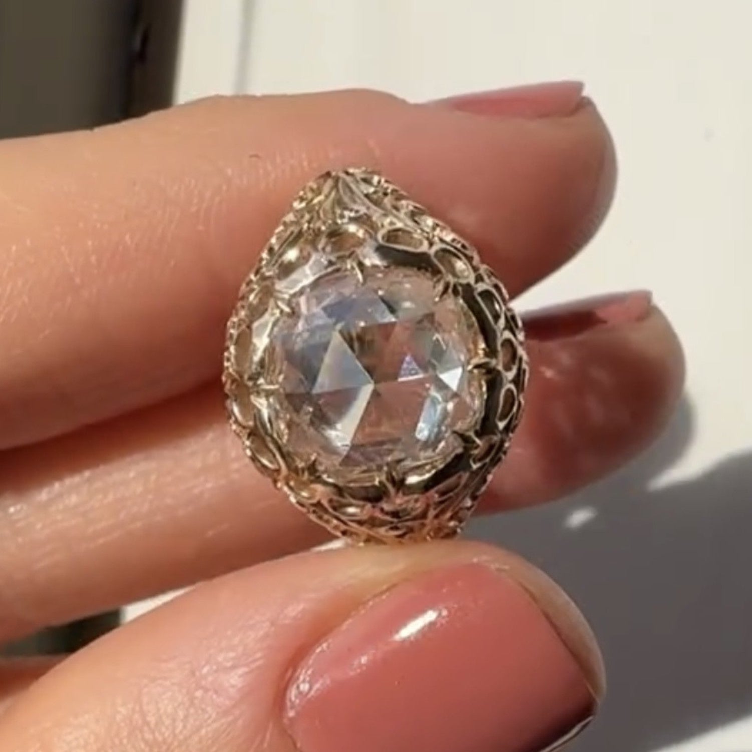 Antique Round Cut Moissanite Engagement Ring Vintage Inspired Wedding Ring