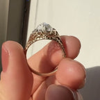 Antique Round Cut Moissanite Engagement Ring Vintage Inspired Wedding Ring