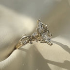 Dutch Marquise Moissanite Engagement Ring Floral Set Vintage Inspired Wedding Ring