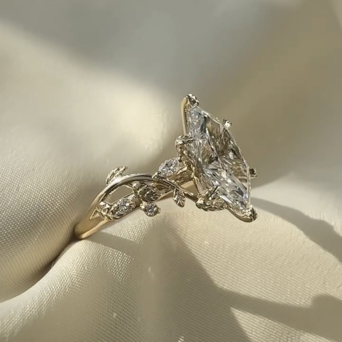 Dutch Marquise Moissanite Engagement Ring Floral Set Vintage Inspired Wedding Ring