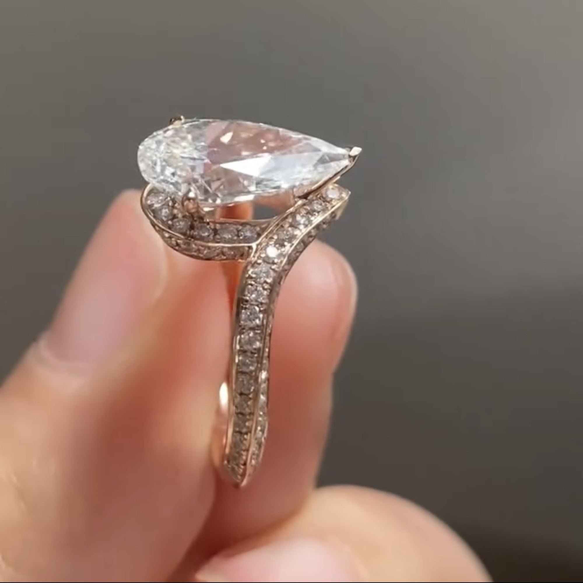 Pear Lab Grown Engagement Ring Unique Style Wedding Ring