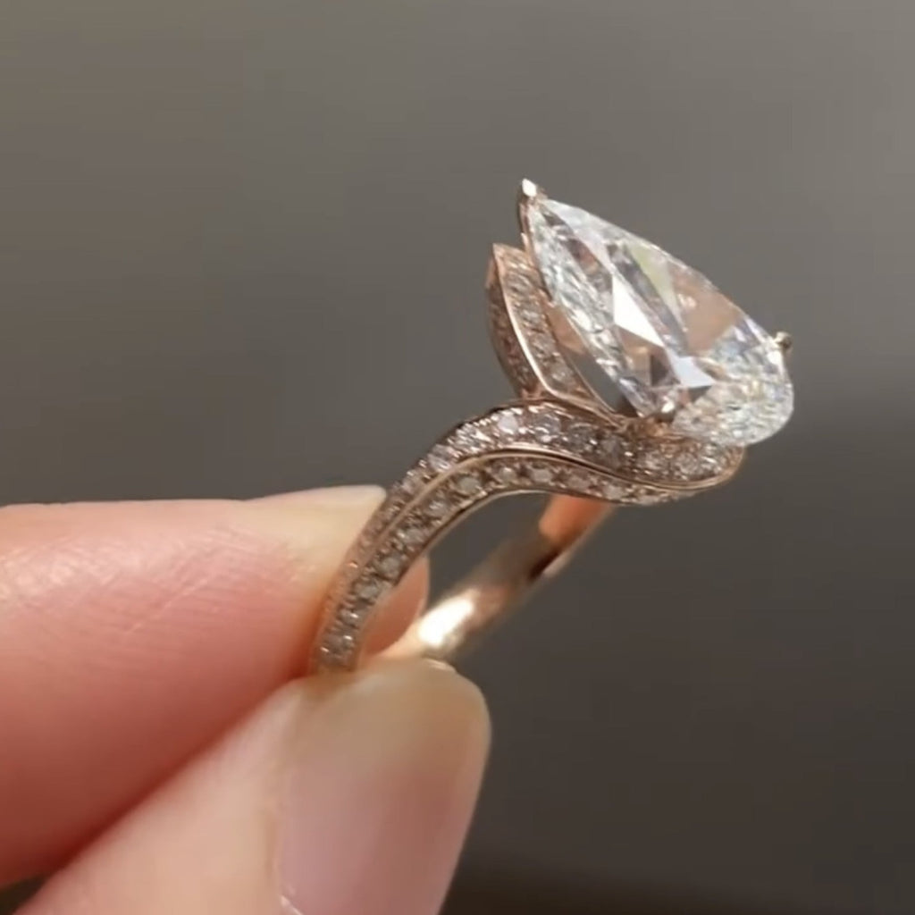 Pear Lab Grown Engagement Ring Unique Style Wedding Ring
