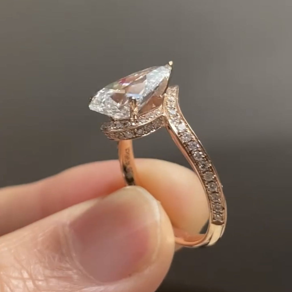 Pear Lab Grown Engagement Ring Unique Style Wedding Ring