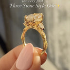 Marquise Lab Three Stone Lab Grown Engagement Ring Vintage Inspired Wedding Ring