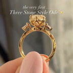 Marquise Lab Three Stone Lab Grown Engagement Ring Vintage Inspired Wedding Ring