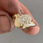 Oval Curve Band Lab Grown Engagement Ring East West Solitaire Gold Wedding Ring