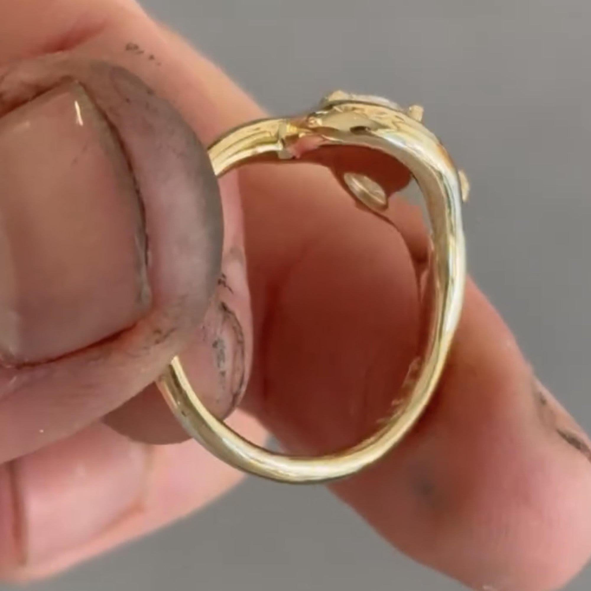 Oval Curve Band Lab Grown Engagement Ring East West Solitaire Gold Wedding Ring