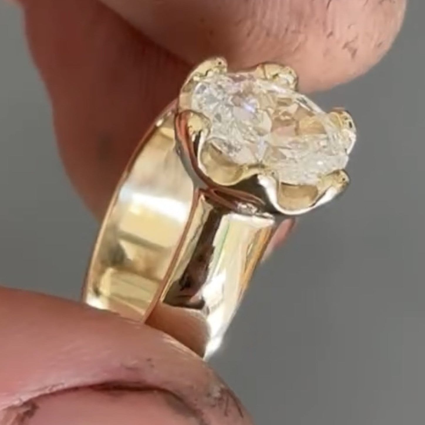Oval Cut Lab Grown Engagement Ring Solitaire Gold Wedding Ring