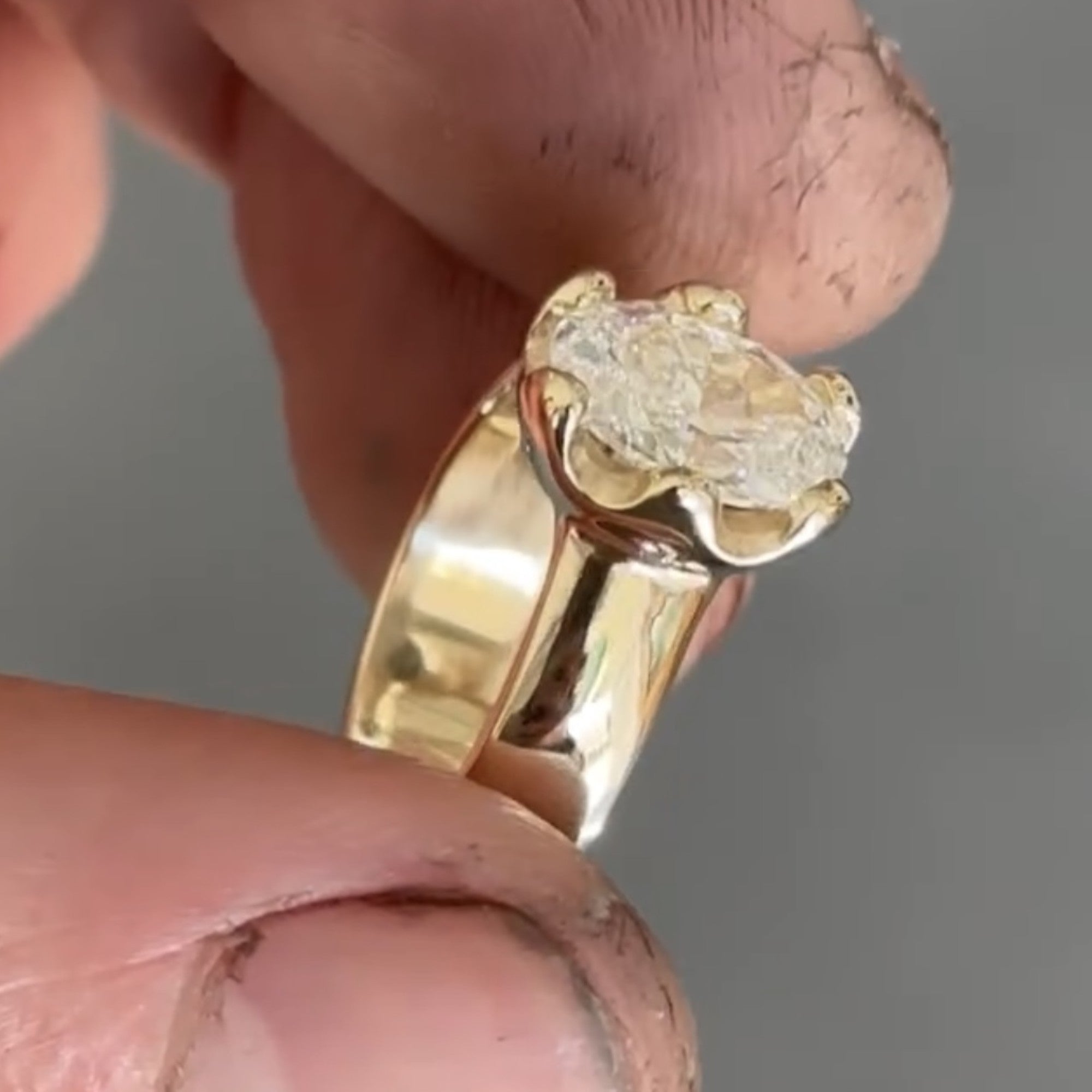 Oval Cut Lab Grown Engagement Ring Solitaire Gold Wedding Ring