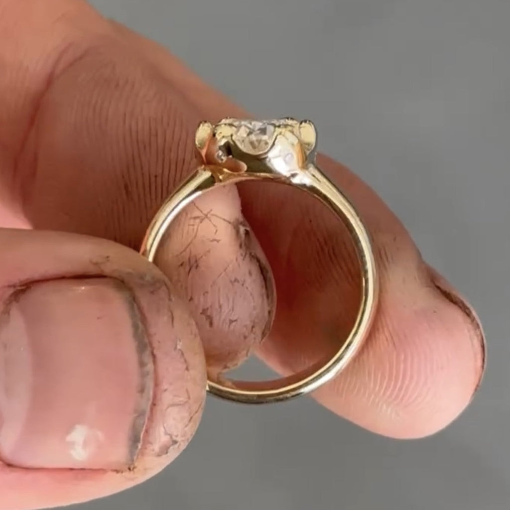 Oval Cut Lab Grown Engagement Ring Solitaire Gold Wedding Ring