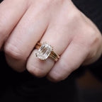 Criss Cut Lab Grown Engagement Ring Double Claw Prong Gold Wedding Ring