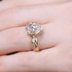 Oval Lab Grown Engagement Ring Snak Vintage Inspired Unique Gold Wedding Ring