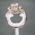 Radiant Moissanite Engagement Ring Three Stone Gold Wedding Ring