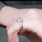 Oval Cut Moissanite Engagement Ring Unique White Gold Wedding Ring
