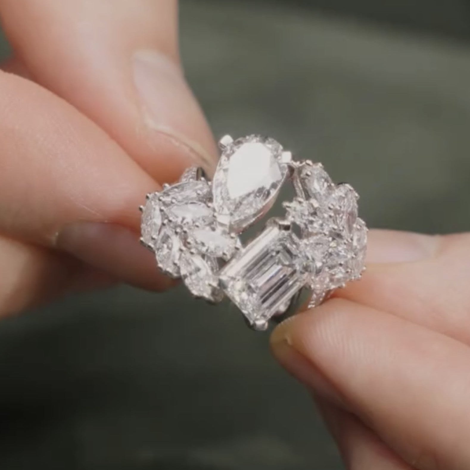 4.00 TCW Pear And Emerald Moissanite Engagement Ring Bridal Unique White Gold Wedding Ring