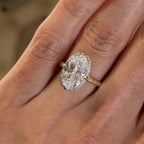 Oval Cut Lab Grown Engagement Ring Hidden Halo Gold Solitaire Ring