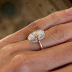 Oval Cut Lab Grown Engagement Ring Hidden Halo Gold Solitaire Ring
