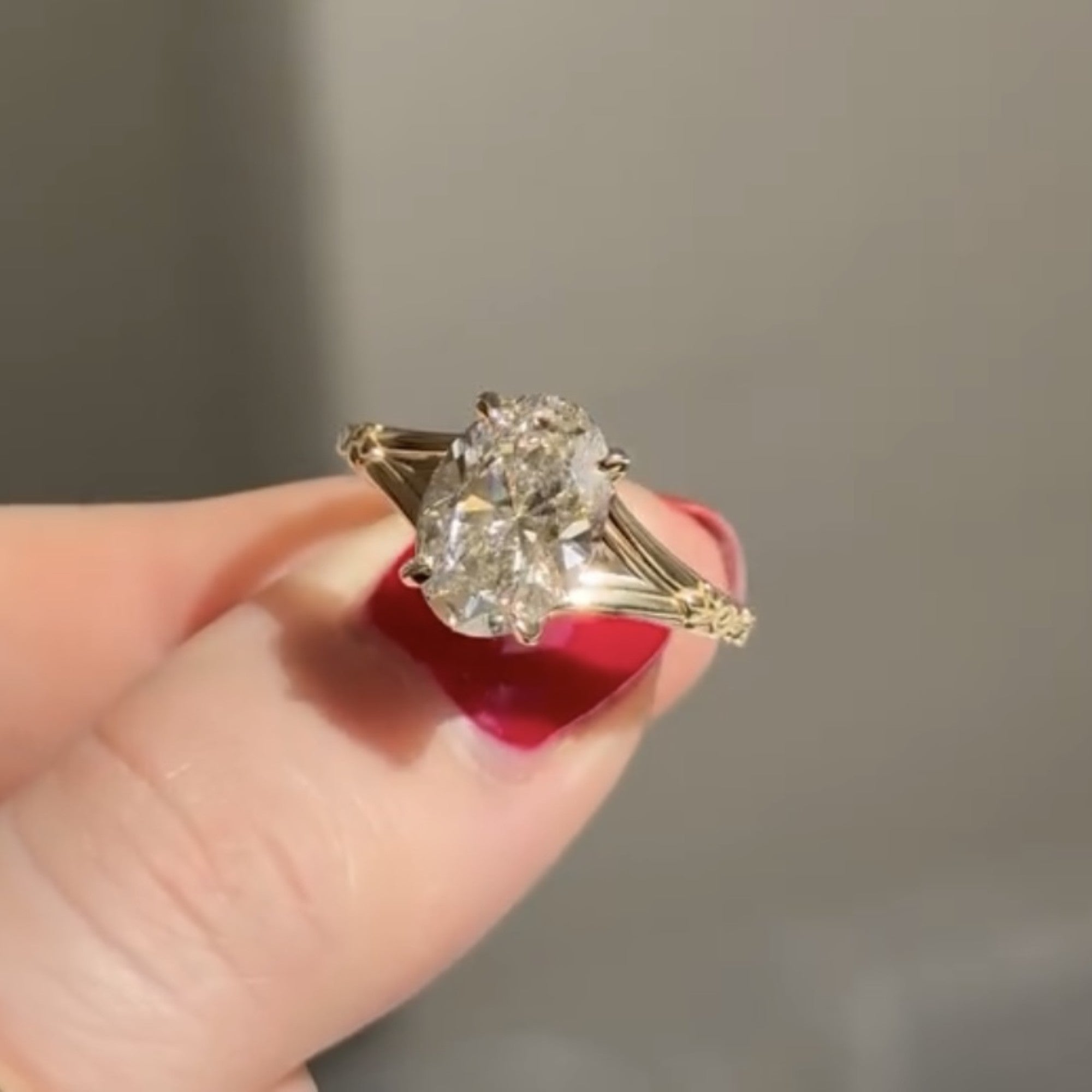 Oval Cut Lab Grown Engagement Ring Solid Gold Solitaire Wedding Ring