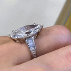 Marquise Lab Grown Engagement Ring Cannel Set Baguette Wedding Ring