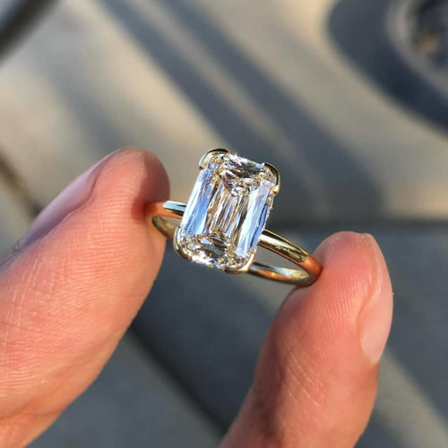 Criss Cut Moissanite Engagement Ring Gold Antique Diamond Wedding Ring
