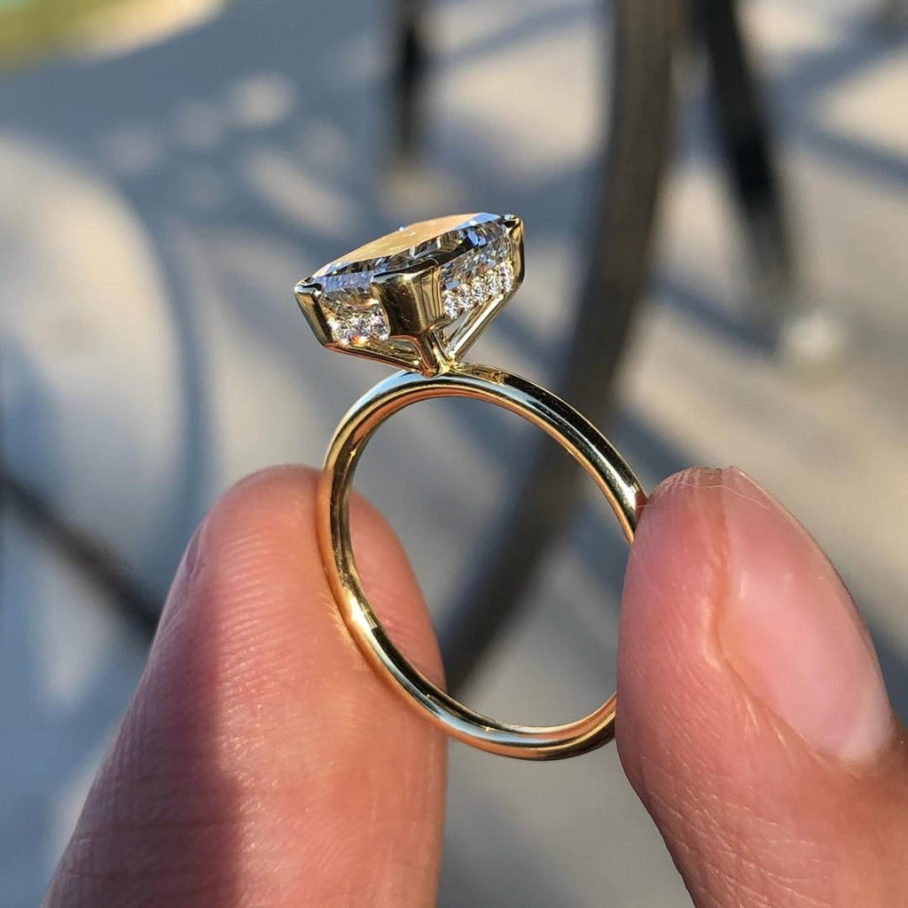 Criss Cut Lab Grown Engagement Ring Gold Antique Diamond Wedding Ring