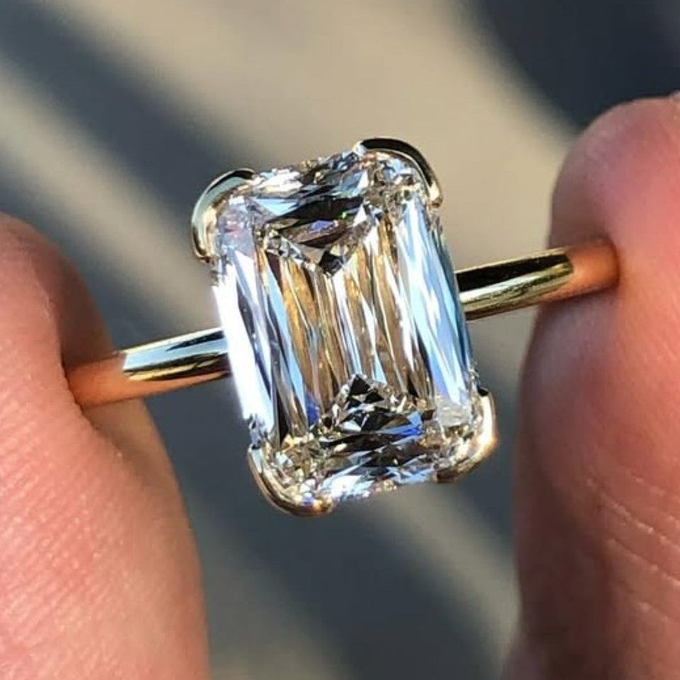 Criss Cut Moissanite Engagement Ring Gold Antique Diamond Wedding Ring