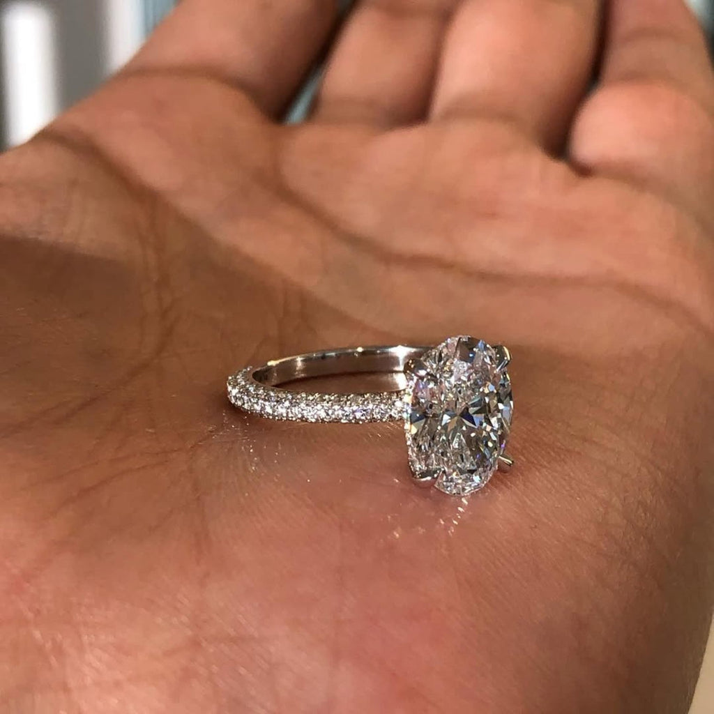 Oval Moissanite Diamond Ring Hidden Halo Oval Engagement Ring  Wedding Rings For Women Anniversary Ring Handmade Ring