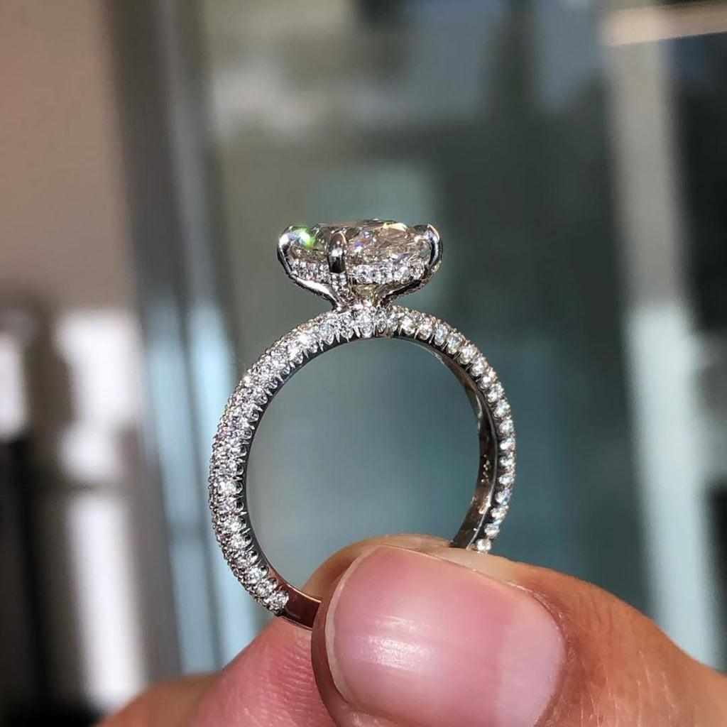 Oval Moissanite Diamond Ring Hidden Halo Oval Engagement Ring  Wedding Rings For Women Anniversary Ring Handmade Ring